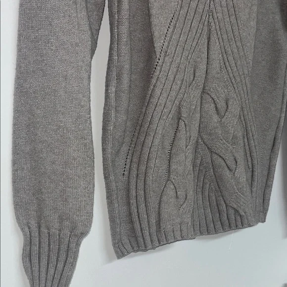 Evolution by Cyrus Women’s Small V-Neck Cable Knit Sweater Gray Stretch Soft - Picture 4 of 8